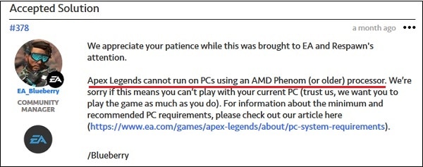 Исключение исключения неизвестного программного обеспечения в Apex Legends